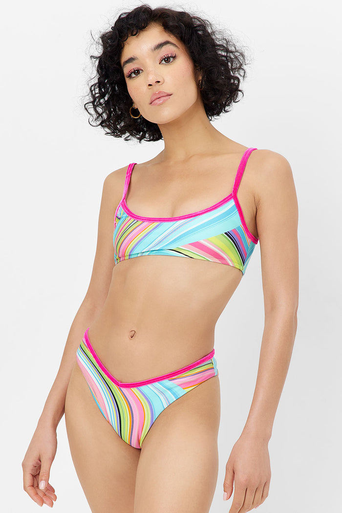 Enzo Shine Cheeky Bikini Bottom Rainbow Swirl