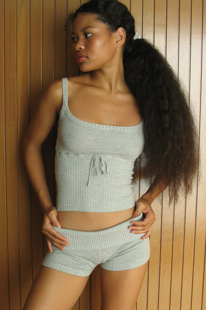 Estelle Knit Mini Short Heather Grey