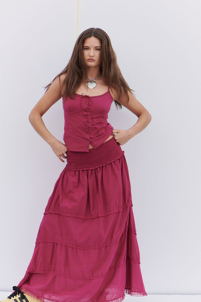 Evangelina Button Up Tank Bordeaux