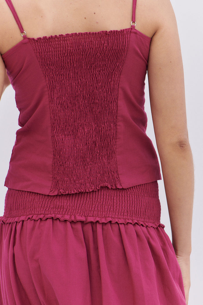 Evangelina Button Up Tank Bordeaux