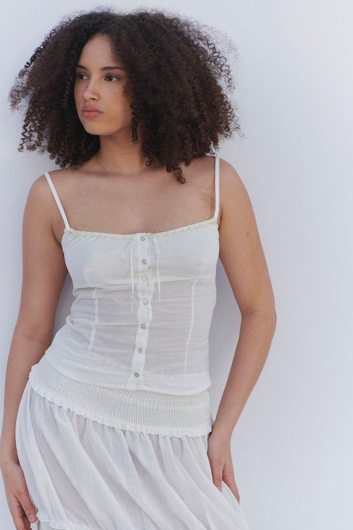 Evangelina Button Up Tank Sunrose