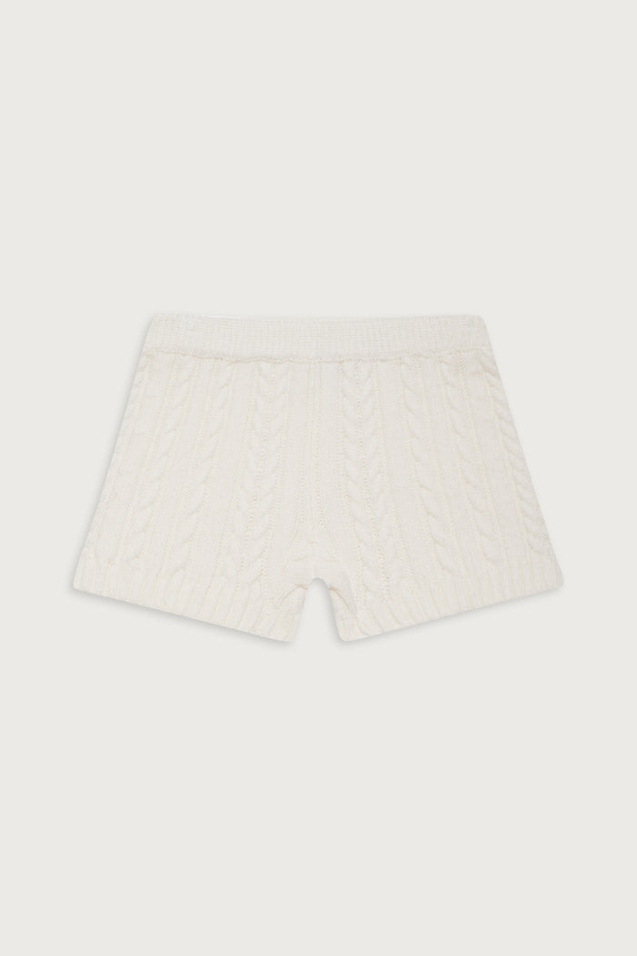 Evermore cable cloud knit micro short snow white