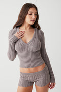 Evermore cable cloud knit sweater dark pearl