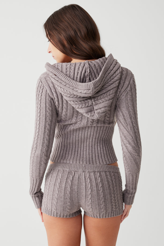 Evermore cable cloud knit sweater dark pearl