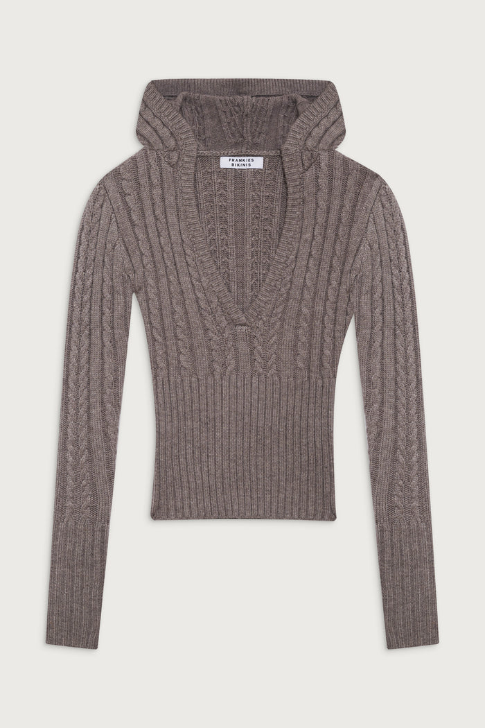 Evermore cable cloud knit sweater dark pearl