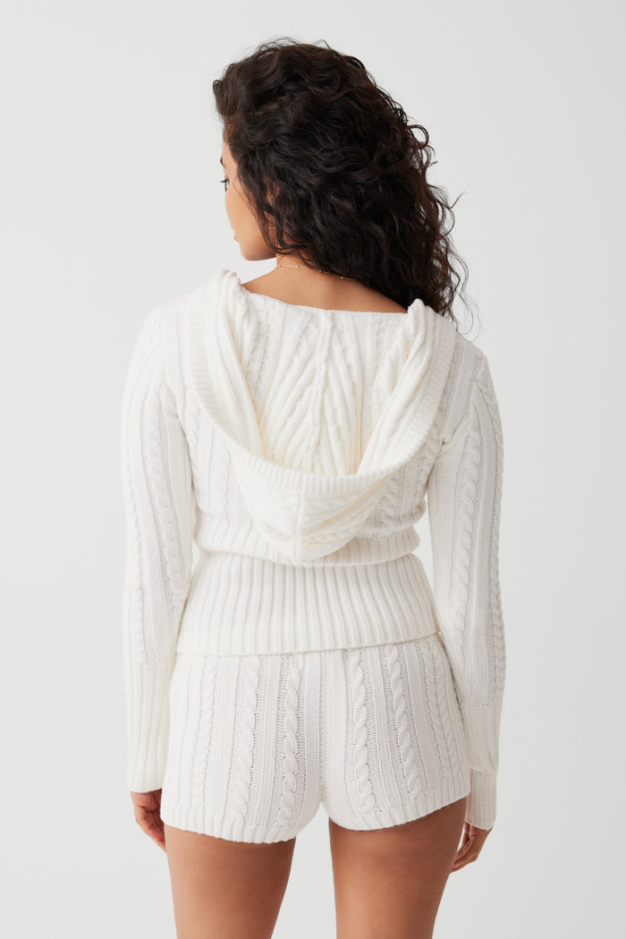 Evermore cable cloud knit sweater snow white