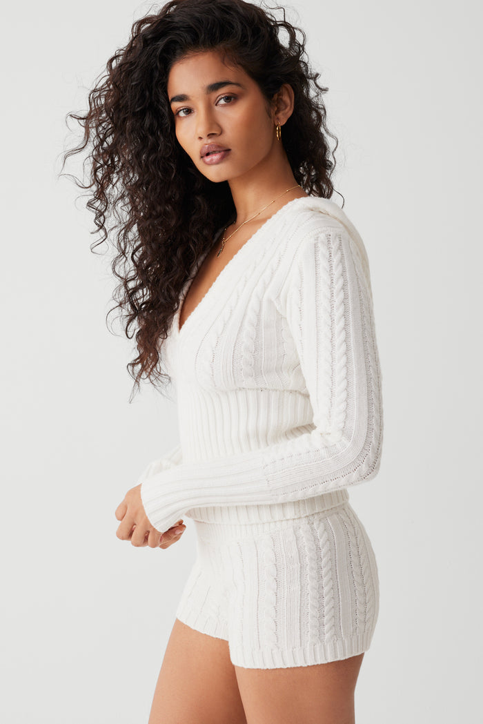 Evermore cable cloud knit sweater snow white