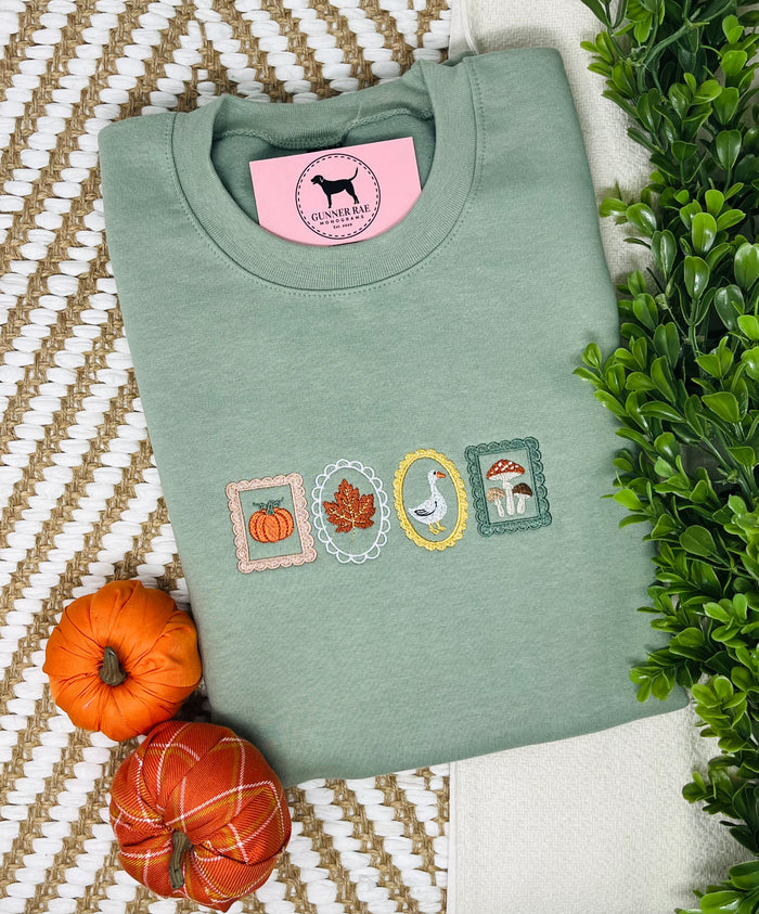 FALL STAMPS Embroidered T-shirt or Sweatshirt