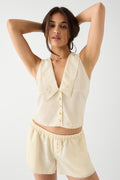 Farmhouse mini satin short macadamia pale yellow