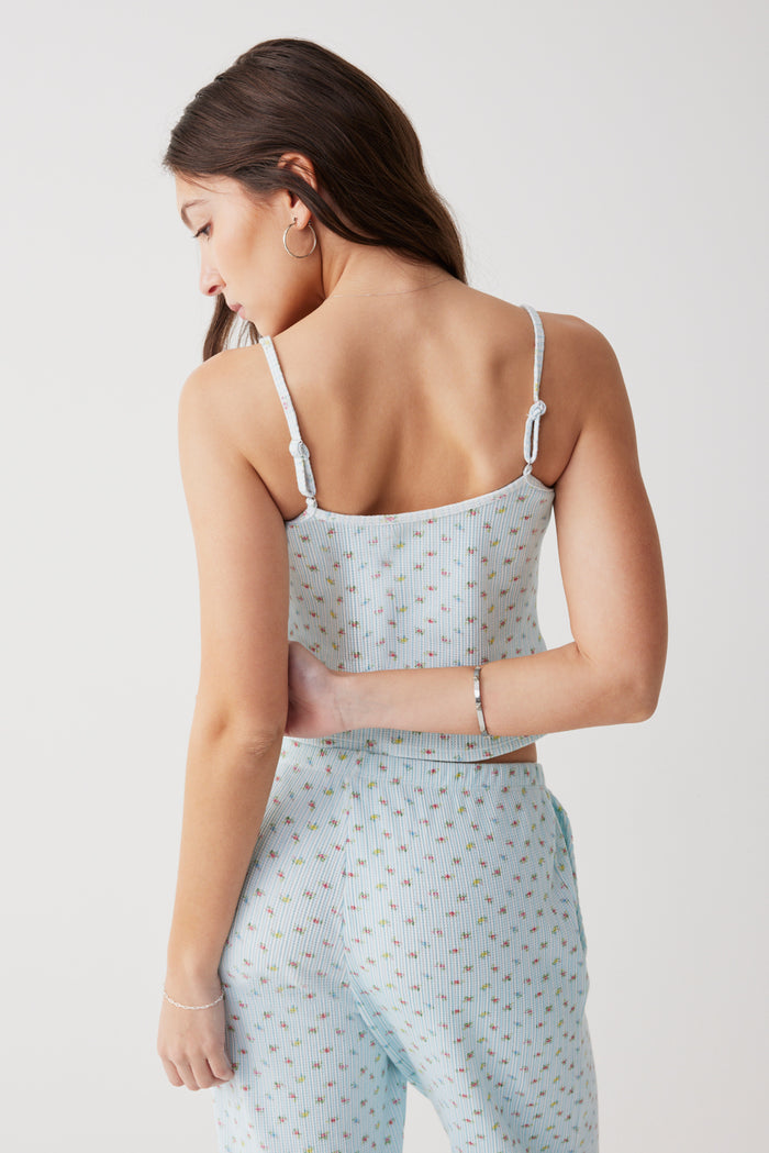 Farmhouse waffle camisole cozy stripe