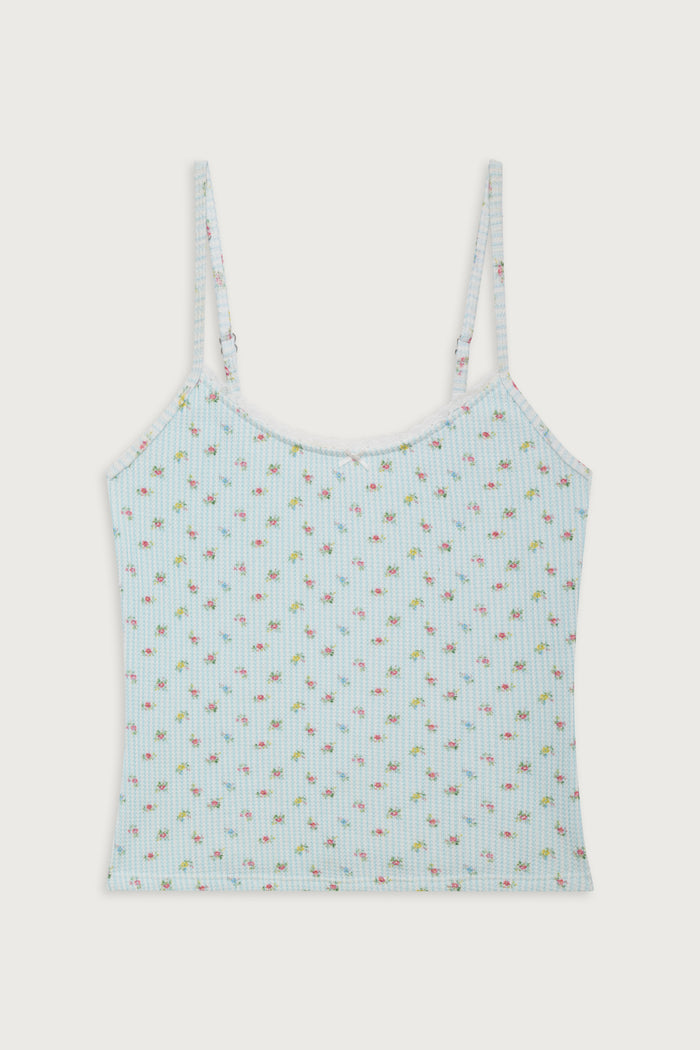 Farmhouse waffle camisole cozy stripe