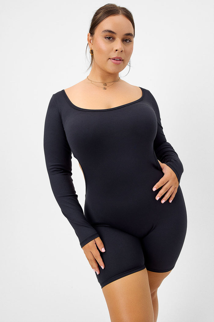 Felix Black Long Sleeve Bodysuit With Side Cutouts