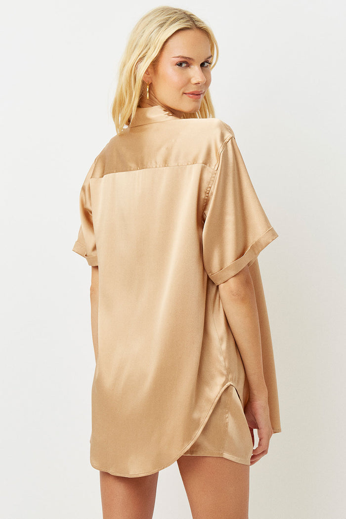 fifi silk earth button up shirt