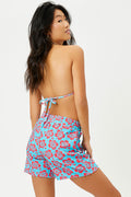 Fifi Blue Magic Terry Floral High Waist Shorts