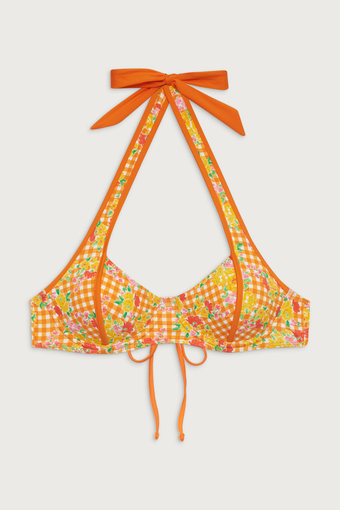 Fin Floral Underwire Bikini Top - Marigold Gingham