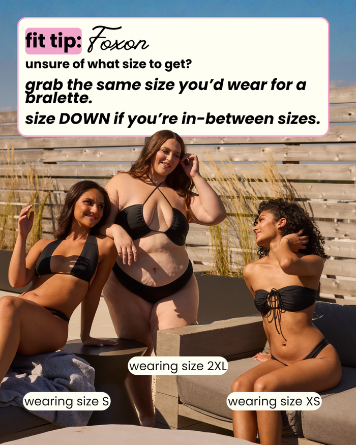 Foxon Multi-Way Bandeau Bikini Top fit tip: bralette size; size down between sizes; models wear XS, S, 2XL
