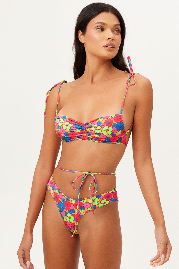 Foxy Groovy Tie Front Ruched Cheeky Bottom