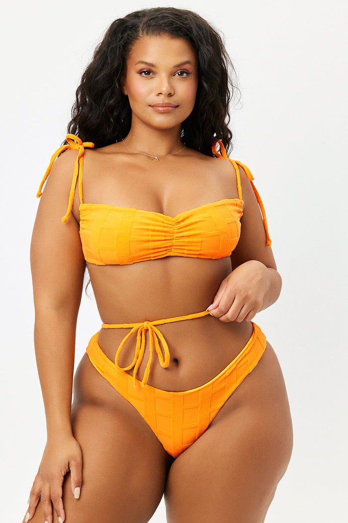 Foxy Checkmate Terry String Bikini Top Extended