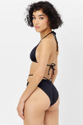 Foxy Tie Front Cheeky Bikini Bottom Black