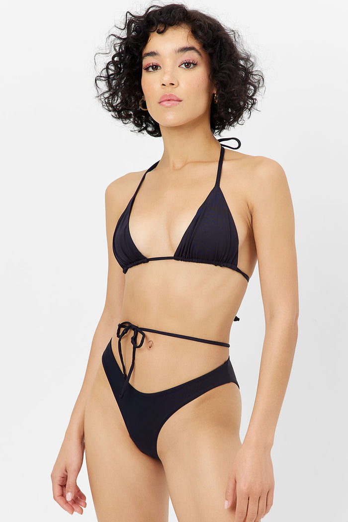 Foxy Tie Front Cheeky Bikini Bottom Black