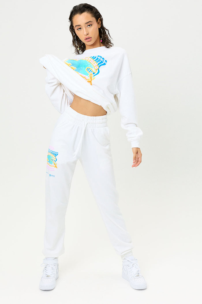 Frank White Oversized Sweatpant with Surfrider Print