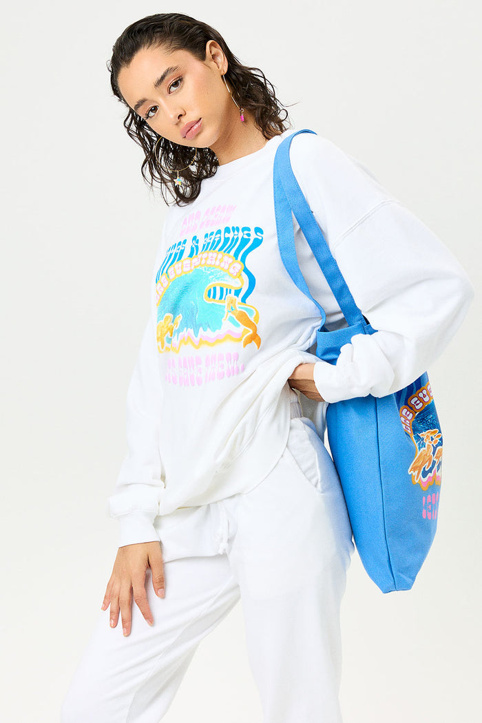 Frank White Oversized Sweatpant with Surfrider Print
