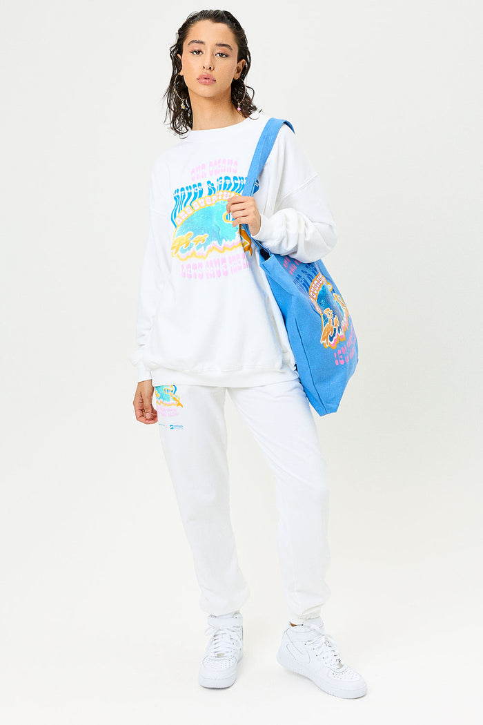 Frank White Oversized Sweatpant with Surfrider Print