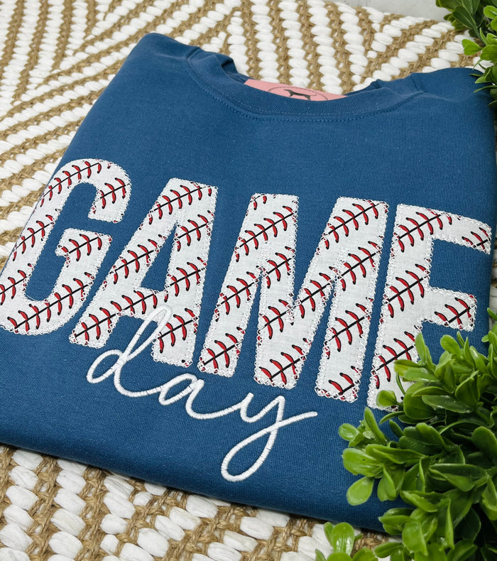 GAME DAY APPLIQUE Embroidered T-shirt or Sweatshirt