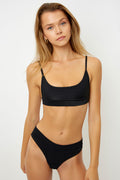 Frankies Bikinis Gavin Black Ribbed Bralette Top