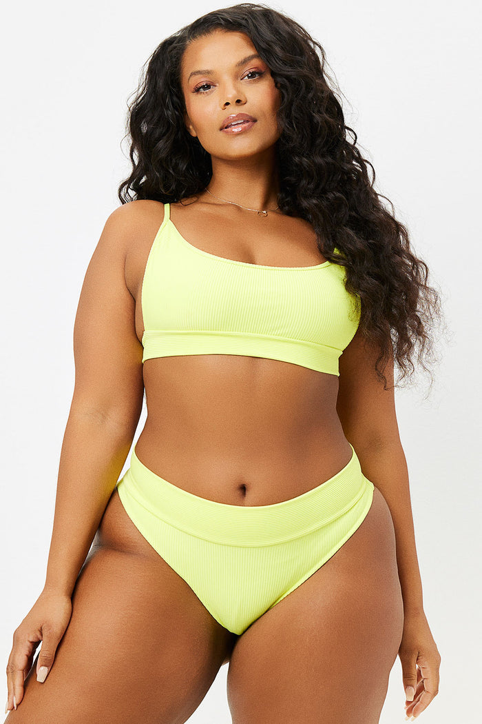 Gavin Lemonade Ribbed Scoop Bikini Top Extended