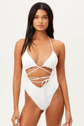 Gemma White Wrap One Piece