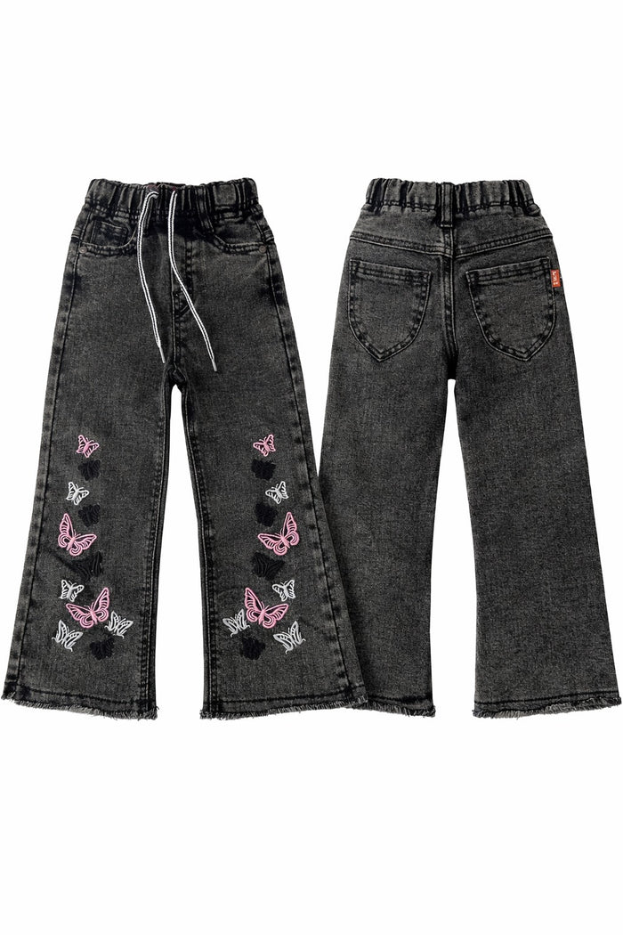 Girls Stylish Wide Leg Pants (3-10Y) - Charcoal