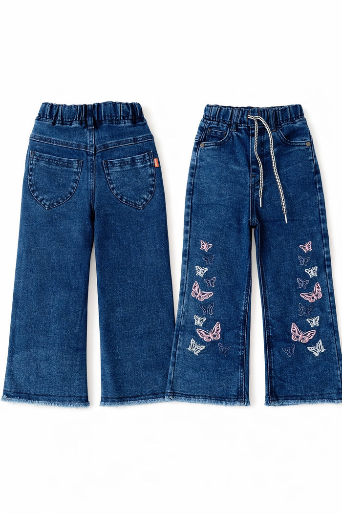 Girls Stylish Wide Leg Pants (3-10Y) - Navy Blue