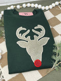 GLITTER CHRISTMAS DEER APPLIQUE Embroidered T-shirt or Sweatshirt