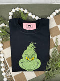 GLITTER GREEN MONSTER APPLIQUE Embroidered T-shirt or Sweatshirt