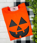 GLITTER JACK-O-LANTERN FACE Applique Embroidered T-shirt or Sweatshirt