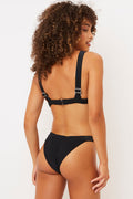Frankies Bikinis Grace Black V shape Ribbed Cheeky Bottom