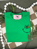 GREEN CHRISTMAS MONSTER Embroidered T-shirt or Sweatshirt