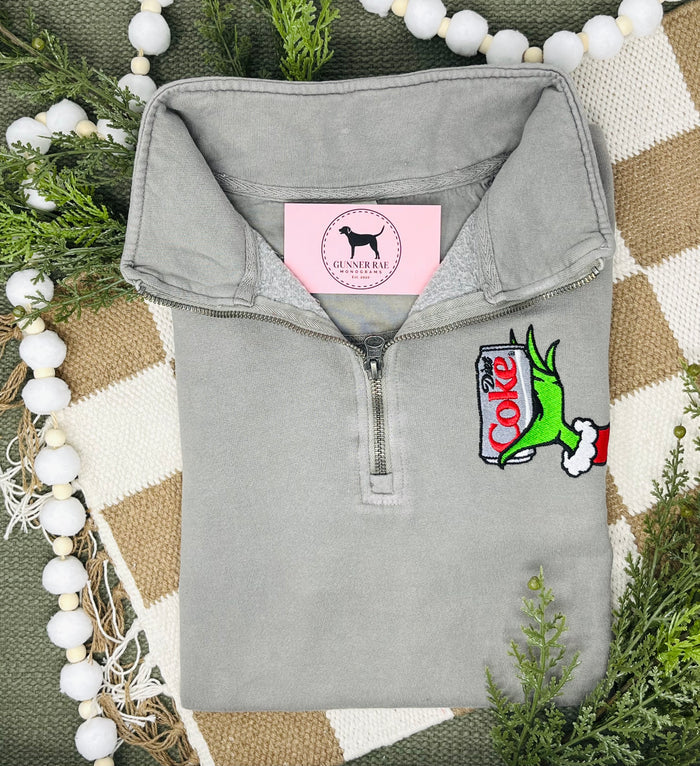 GREEN MONSTER DIET SODA 1/4 ZIP Sweatshirt