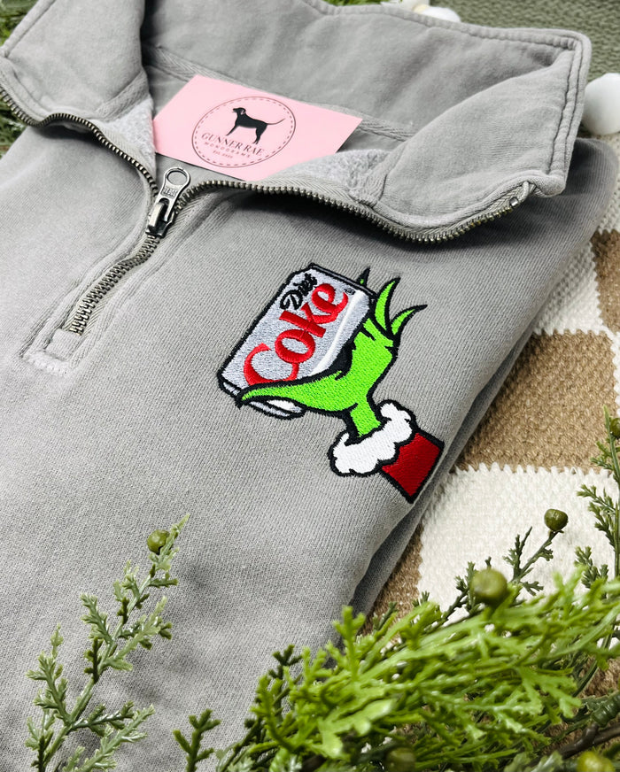 GREEN MONSTER DIET SODA 1/4 ZIP Sweatshirt