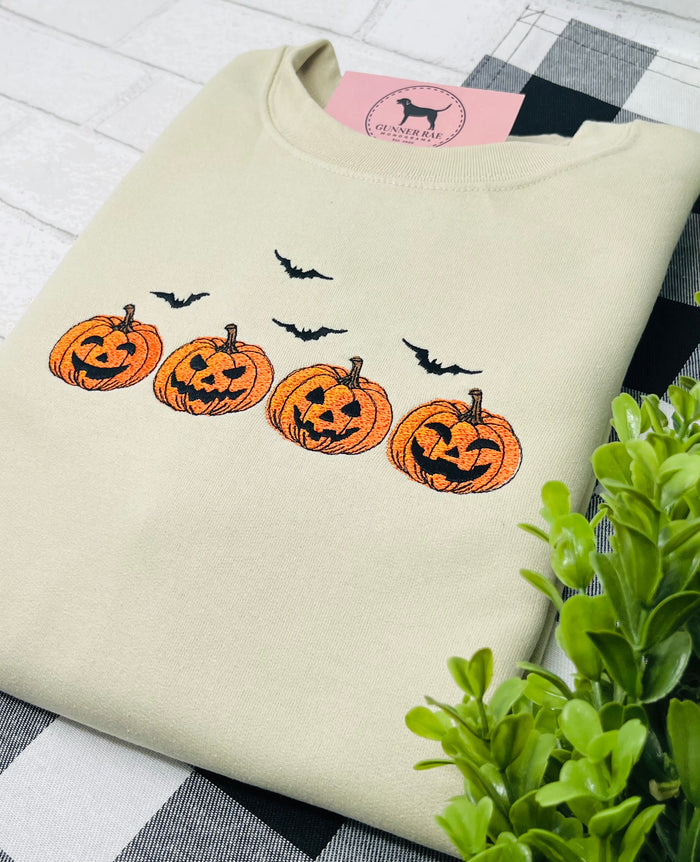 HALLOWEEN PUMPKINS Embroidered T-shirt or Sweatshirt
