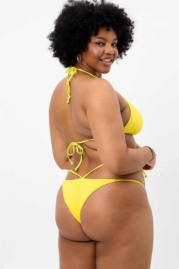 Halo Plissé String Bikini Bottom Pina Colada