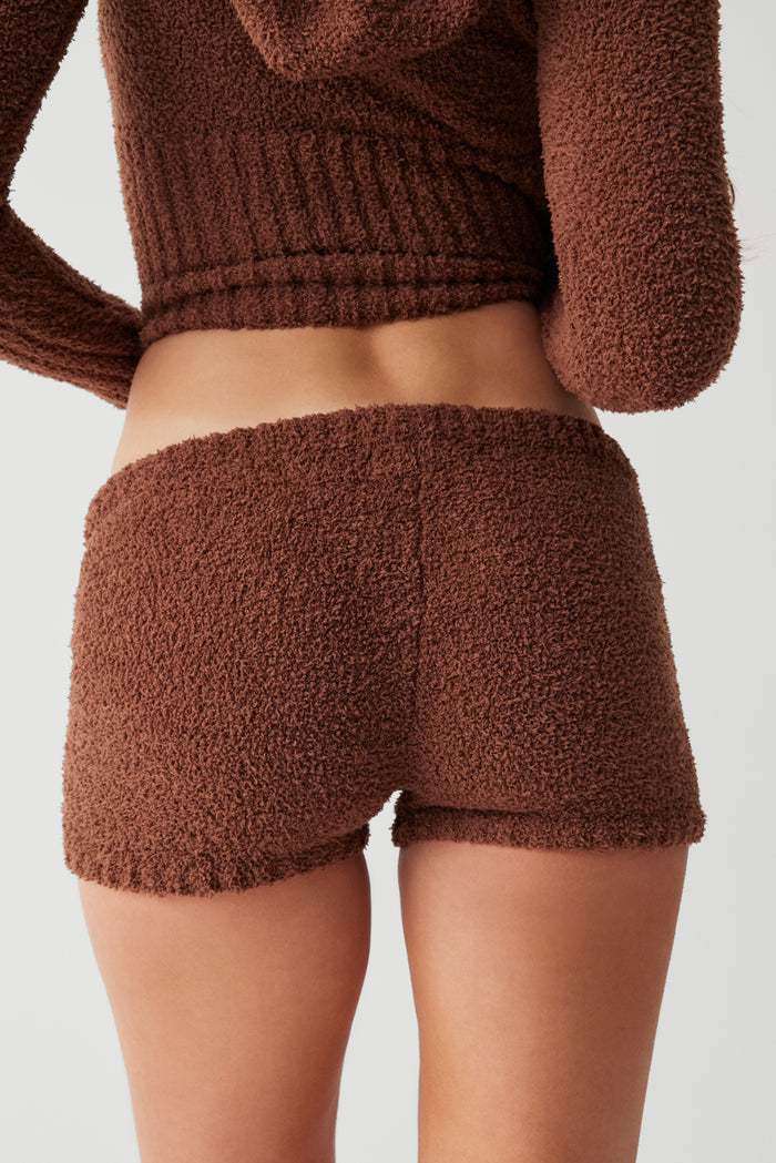 Harlowe fuzzy mini short chocolate lily