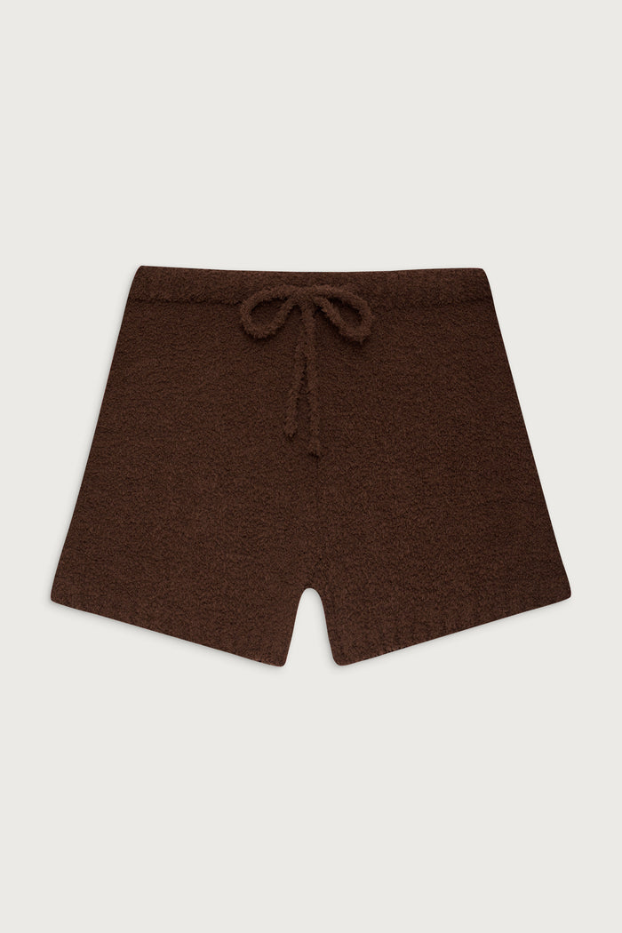 Harlowe fuzzy mini short chocolate lily