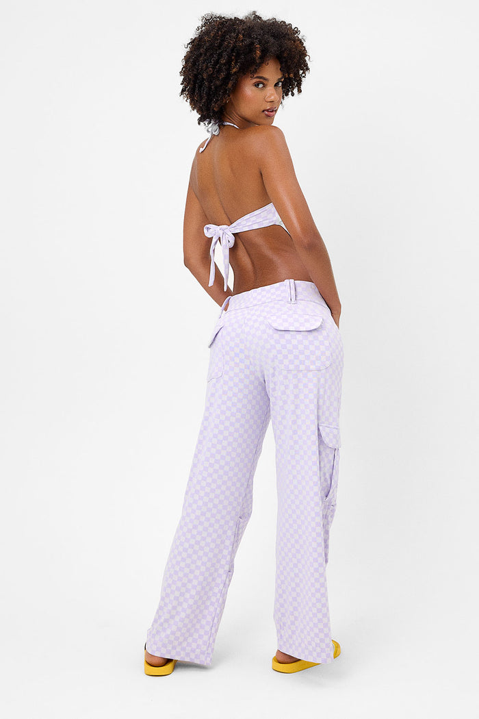 hennie purple check jacquard halter top