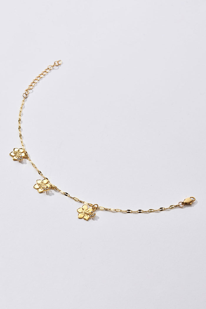 Hibiscus Chain Anklet Gold