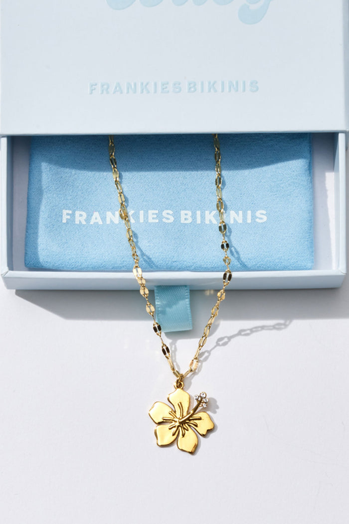 Hibiscus Charm Necklace Gold