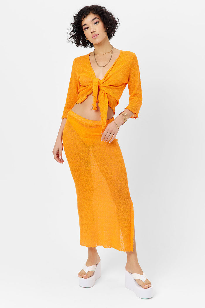 Hilary Knit Cardigan Sweater Orange Novelty