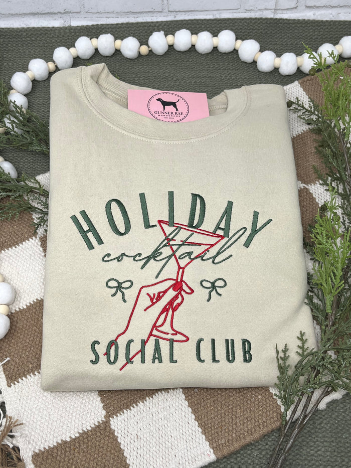 HOLIDAY COCKTAIL SOCIAL CLUB Embroidered T-shirt or Sweatshirt