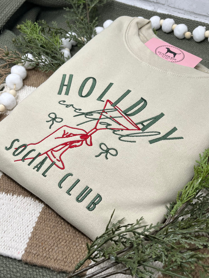 HOLIDAY COCKTAIL SOCIAL CLUB Embroidered T-shirt or Sweatshirt